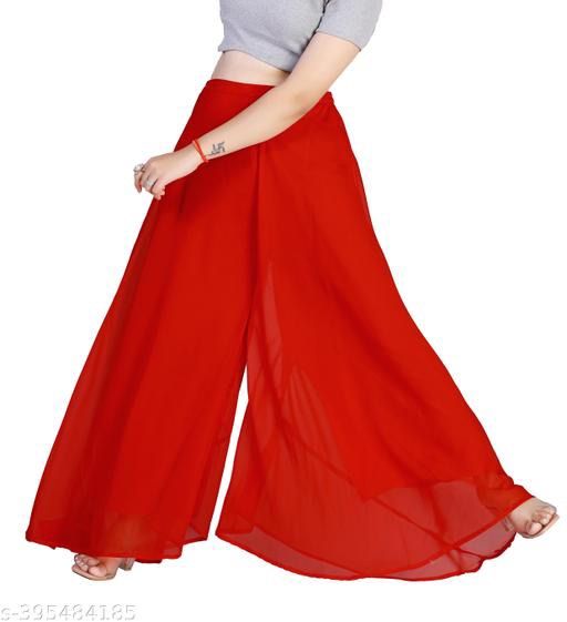 Pure Georgette With Lining Crape Flare Plazo Pant For Women