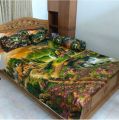 Elevate Your Bedding: Immerse Yourself in Comfort and Style with Cotton Double Size Twill Panel Bed Sheet (7.5x8.5 ft) King Size and Two Pillow Covers.