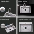Stainless Steel Sink 1 Basin Kitchen Sink 60 x 45 cm Square Built-in Sink for kitchen. 