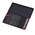 12pcs/set Drawing Pencil Pre-sharped Metal Box Packed 2H-8B Graphite Pencil Set for School Office Stationery Art Sketch Supplies. 