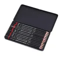 12pcs/set Drawing Pencil Pre-sharped Metal Box Packed 2H-8B Graphite Pencil Set for School Office Stationery Art Sketch Supplies. 