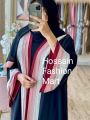 Rainbow Abaya Burka Multi Color Stylish Burka For Women Casual War Strip Abaya Burka With Hijab.