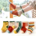 5Pairs/Lot Cute Stripe Cartoon Kids Socks Knit Warm Girls Boys Children Sock Baby Flower Floral Short Socken For 1-9Years. 