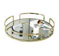 Home Details Modern Round Design Matte Black Mirrored Vanity Tray for Dresser, Perfume, Desk, Cosmetic & Jewelry Organizer,. 