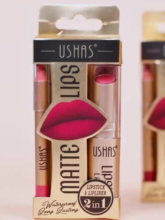 USHAS Matte Lipstick + Lip Liner Set Box – Long-Lasting Waterproof Lip ...