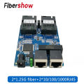 Gigabit Ethernet fiber switch 2 RJ45 UTP 2 SC fiber Optical Media Converter 2SC 2RJ45 Ethernet 10/100/1000M PCB. 