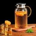 67 Oz Glass Pitcher, Water Pitcher with Stainless Steel Lid, Heat Resistant Borosilicate Carafe, Ice Tea Pitcher for Homemade Beverage, Milk, Coffee, Serving Wine, Hot/Cold Water. 