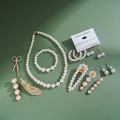 22piece Ladies Jewelry Set Pearl Earrings Necklace Feather Scissors Pearl Hairpin Set. 