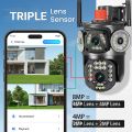 4K HD Triple Lens Camera CCTV Three Screen WIFI IP Camera Outdoor 4K Lens PTZ Camera Ai Human Detection IP66 Waterproof CCTV Video Security Camera iCsee. 