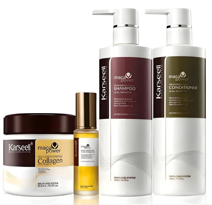 Karseell Ultimate Hair Repair Combo Set - Shampoo | Conditioner | Maca Collagen Hair Mask | Argan Oil Serum