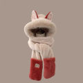 Winter New Outdoor Fox Warm Ear Protection Scarf, Furry and Fashionable One-Piece Plush Hat. 