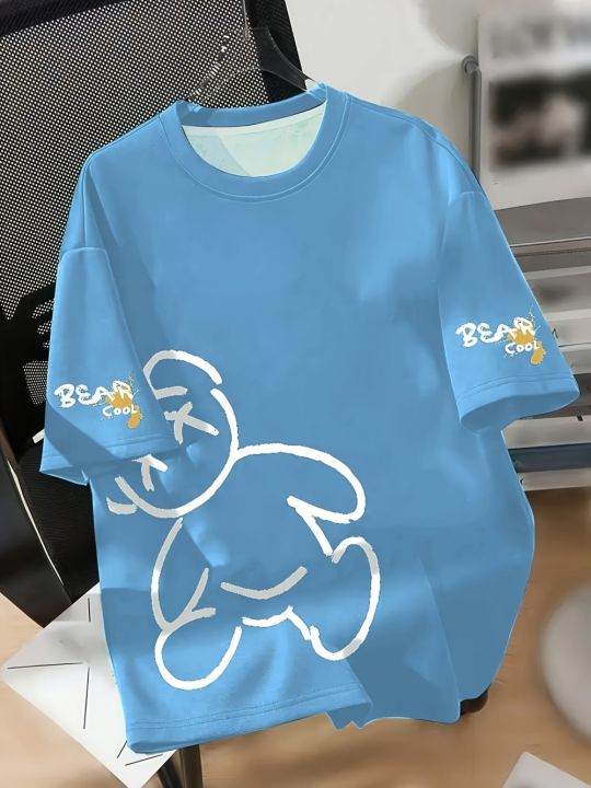 Summer%20men's%20round%20neck%20breathable%20T-shirt%20with%20cartoon%20bear%20print%20pattern%20suitable%20for%20daily%20and%20weekend%20gifting%20to%20friends%20-%20Image%205