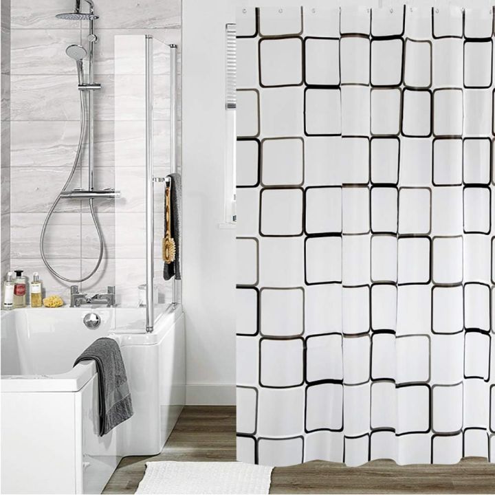 1pc%20Checked%20Waterproof%20Shower%20Curtain%20with%20Metal%20Grommets%20&%20Plastic%20Hooks,%20Semi-ransparent%20Plastic%20Bath%20Curtain%20for%20Bathroom%20-%20Image%206