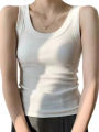 Women Square Collar Wide Straps Fitness  Knitted Tank Top Camisole Solid Color Breathable Cool Vest Summer Trend Tops Female. 
