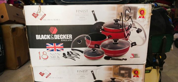 BLACK&DECKER ENGLAND COOK WARE NOON STICKfinest 100% safe cooking 18pieces set