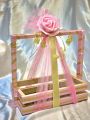 Gift basket, wooden gift basket, birthday gift basket, pink basket, baby girl basket, gift basket for girls & boys. 