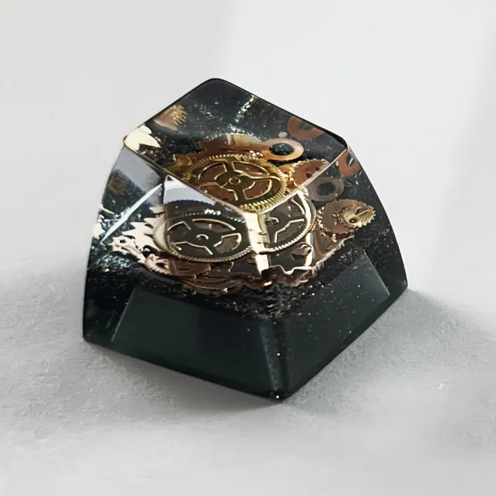 SA%20R1%20Profile%20Black%20Gold%20Time%20Resin%20Keycaps%20Personalized%20Handmade%20Single%20for%20MX%20Mechanical%20Keyboard%20-%20Image%202