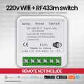 220V Smart WIFI+RF remote control AC switch 1ch 1gang Home automation 433mhz support timer & schedule, inching mode-push button mode google assistan amazon alexa. 