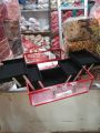 Jumbo size Hard and Normal Vanity Box - Makeup with Aluminium & transparent glass Box in Red & Pink For Cosmetic and Storage Makeup Kit. 