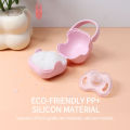 3Pcs Baby Apple Pacifier Set Silicone Soother with Spring pacifier chain and PP storage Box 100% BPA Free Portable Pacifier Set.