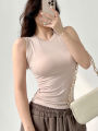 AOSSVIAO 99% Cotton Tops 2025 Neck Summer Basic Shirts White Black Casual Sport Vest Off Shoulder Green Women's Tank Top. 