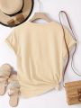 90s Bow Print Crew Neck T-Shirt Casual Short Sleeve T-Shirt For Spring Summer Women's Clothing.