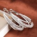 Gold Color Crystal Stone Hoop Earrings Twisted Metal Shape Silver Plating New Fashion Women Earrings Party Jewelry Birthday . 