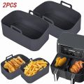 2pc/1pc Air Fryer Silicone Tray Rectangle Oven Baking Basket Reusable Liner Insert Dish Fried Chicken for Airfryers Accessories.