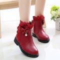Girls Princess Boots Kids Ankle Boots Lace with Bow-knot Sweet Warm Cotton Children Rubber Boots Fur Lining Snow Boots Shoes New. 
