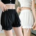 Women Lace Short Panties Imitation Silk Ruffle Bloomers Anti Exposure Safety Pants Lolita Satin Knickers Shorts Dress Pettipant. 