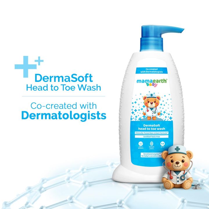 Mamaearth Baby DermaSoft Head to Toe Wash with SensiCareComplex™ for Baby's Sensitive Skin - 250 ml