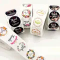 Thank You Stickers Roll of 100pcs 1 inch | Simple and Sincere | Waterproof | 100 Labels for Small Business, Packaging, Mailer Seal Stickers | Multicolour. 