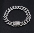 New Elegant Men Fashion Bracelet, High-Quality Alloy Chain with CZ Crystals, Stylish Accessory. 