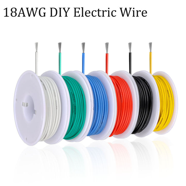 18 AWG Stranded Electrical Wire 18 Gauge Tinned Copper Wires Flexible Silicone Electric Hookup Wire Kit 16.4ft/5m Each Colors