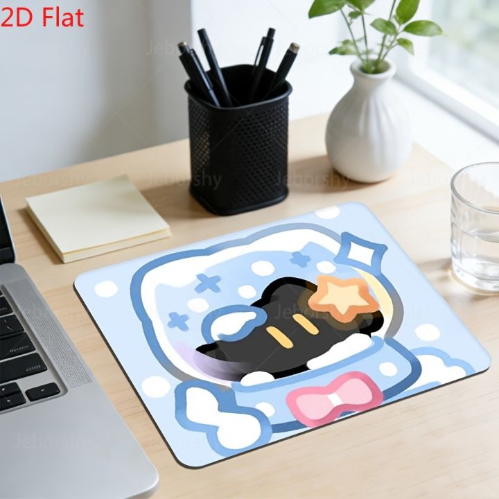 Cute Penguin Cartoon Mouse Pad - Blue Kawaii Style Gaming Desk Mat