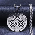 Stainless Steel Witchcraft Vortex Necklace Silver Color Viking Triskelion Celtic Knot Spiral Triskele Necklace Jewelry N7062S02.