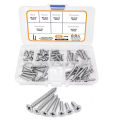 #8 Self-Drilling Wood Screw Set, 60pcs Cross Flat Head Steel Plate Screws with Self-Locking Nuts, Wood Thread Screw Kit. 