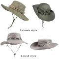 Summer Men Bucket Hat Outdoor UV Protection Wide Brim Panama Safari Hunting Hiking Hat Mesh Fisherman Hat Beach Sunscreen Cap.
