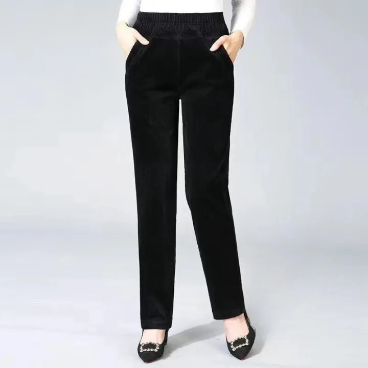 Thin%20&%20Plush%20Thick%20Casual%20Pants%20Fleece%20Pencil%20Pants%20Women's%20Corduroy%20Warm%20High%20Waist%20Pants%20Autumn%20Winter%20Leggings%20Pants%20Trousers%20-%20Image%206