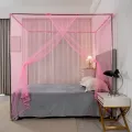 Fine Meshes Mosquito Large Square Net for Single Bed One Door Opening with Tieback Decorative for Home Bedroom Camping Travel. 