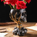 1PC, Halloween Party Punk-Style Mechanical White, Black Gold, and Silver-Black Skull-Shaped Vases.