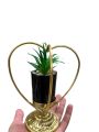 Luxurious Small Golden Metal Decorative Planter – Elegant Artificial Succulent in Black Glossy Pot for Homedecor, Room, drawingroom, Eid, Ramdan, Office, and Tabletop Décor, Modishbazar.. 