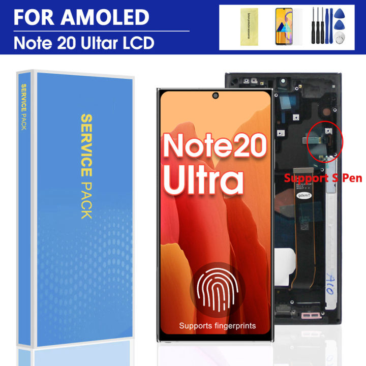 OLED Note 20 Ultra Display Screen Assembly for  Note20 Ultra 5G N985F N986F Lcd Display Digital Touch Screen with Frame