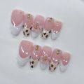 10pcs high-end Exquisite and sweet style, hand-painted leopard print, three-dimensional flowers, and sparkling dot diamonds hand.
