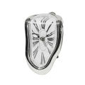 Vintage Silver Twisted Melting Clock Creative Melting Right-angle Silent Clock Decoration Home Office. 