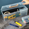 WORTHBUY Plastic Organizer Box Transparent Portable Tool Box Multipurpose Electrician Drill Tool Storage Box Hardware Tool Case. 