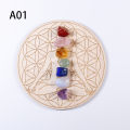 7pcs/set Natural Crystal Mixed  seven Chakra Healing Stone + Seven Star Array Wood Plate Gravel Chips Chakra Home decor Gift home decoration item. 