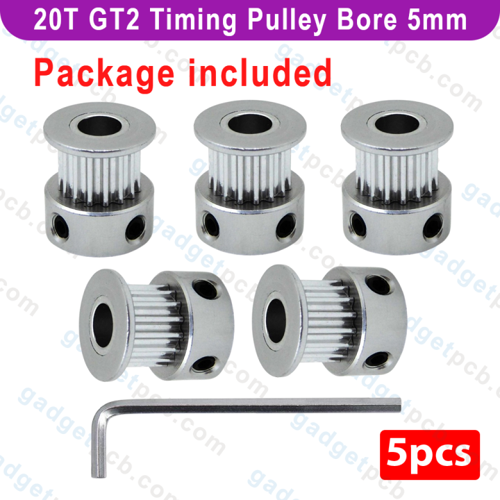 775 Motor Pulley Aluminum 20 Tooth GT2 Timing Pulley Bore 5mm Shaft Pulley 20 Teeth 6mm Belt Pulley Hole 5mm For CNC Machine 3D Printer DC Gear Motor Parts Puli