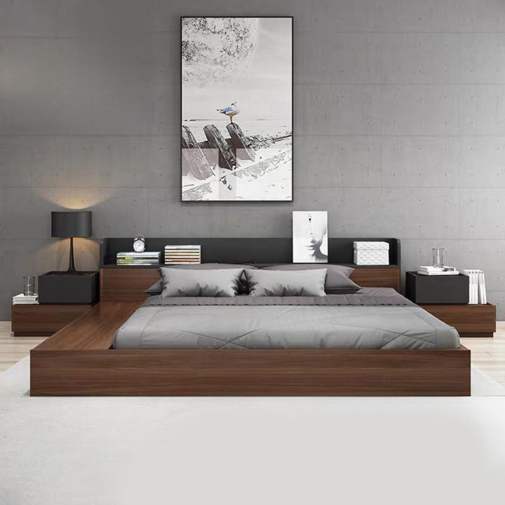 Andormahal (MDF) stylish khat/bed 7feet(Bedding 6feet) by 7feet by 1feet, king size with two bedside tables 20inch by 16inch by 12inch
