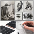 29Pcs Drawing Kit Sketching Pencils Set,Portable Pen Curtain-Charcoal Pencils, Sketch Pencils, Charcoal Stick,Sharpener,Eraser. 